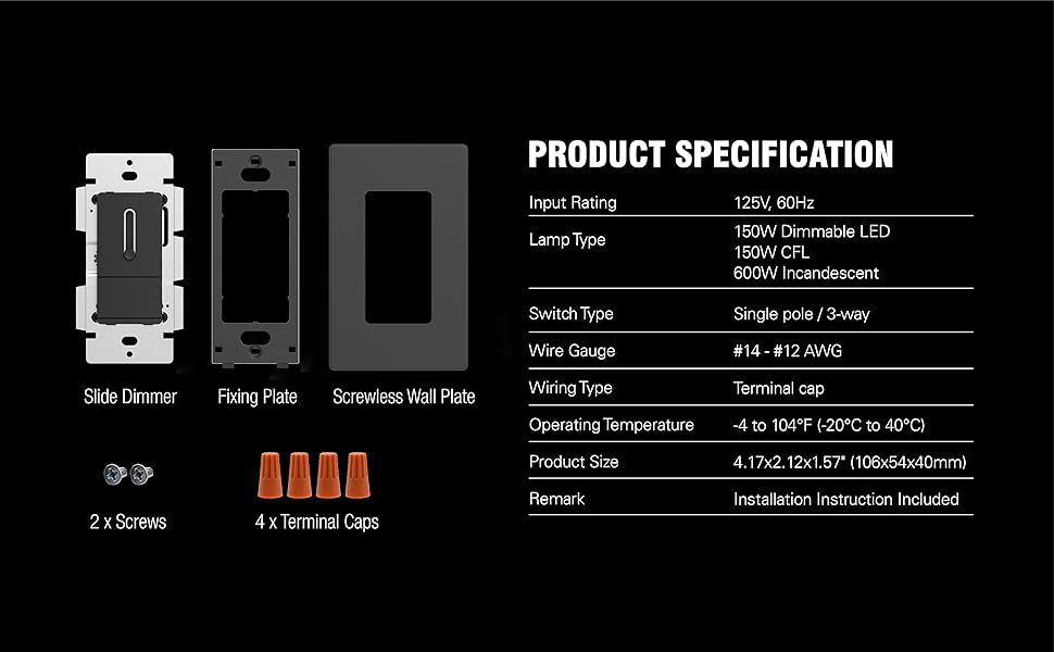 ELEGRP Slide Dimmer, Electrical Product Specification