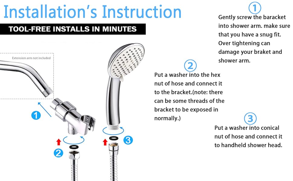 5Setting High Pressure Handheld Shower Head, NearMoon Multifunctions