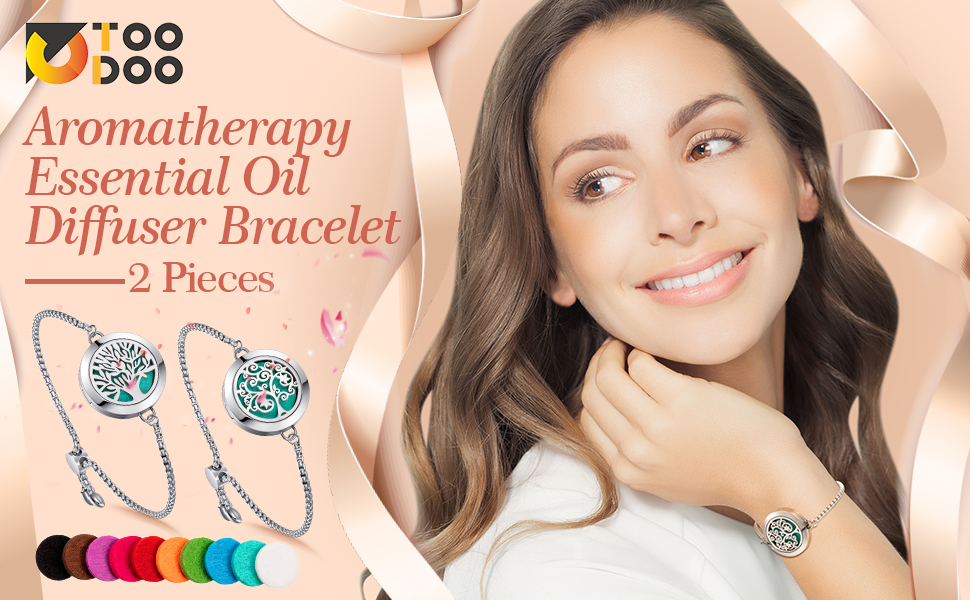 2 Pieces Locket Bracelet Aromatherapy Essential Oil