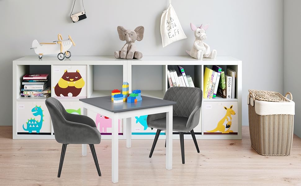 WOLTU Chaise Enfant Hauteur De L'assise 29cm.Petite Chaise Enfant En Velours Avec Dossier Structure En Métal. Gris 11 chaise enfant