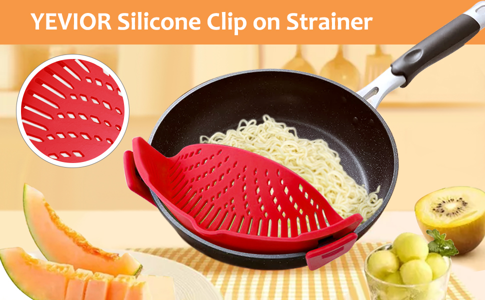 YEVIOR Clip on Strainer for Pots Pan Pasta Strainer
