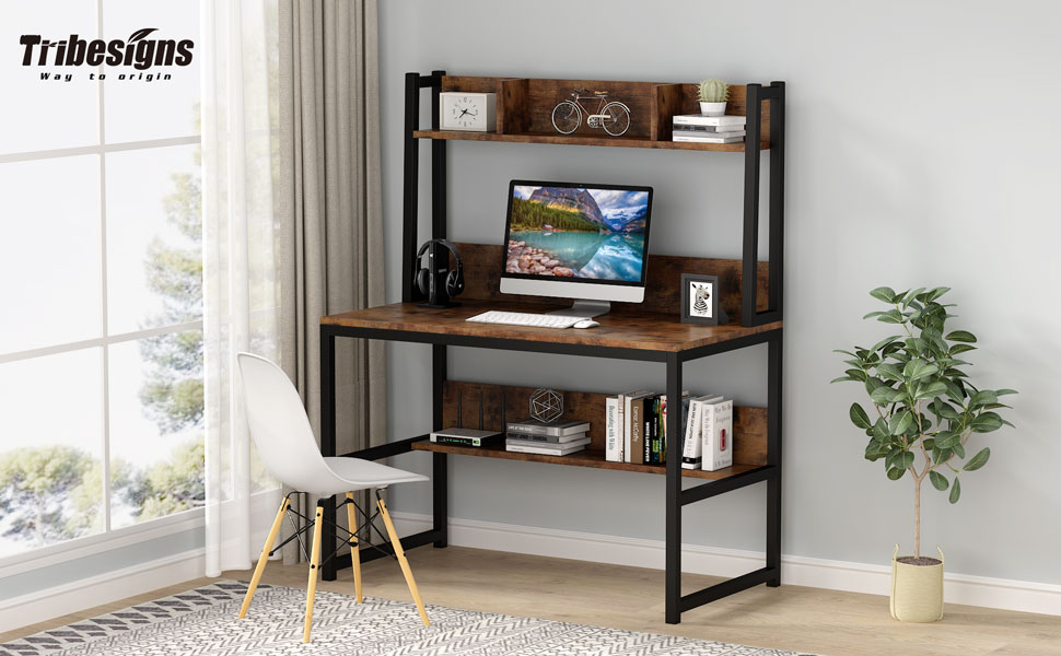 Tribesigns Computer Desk, Vintage Home Office Desk Study Desk with