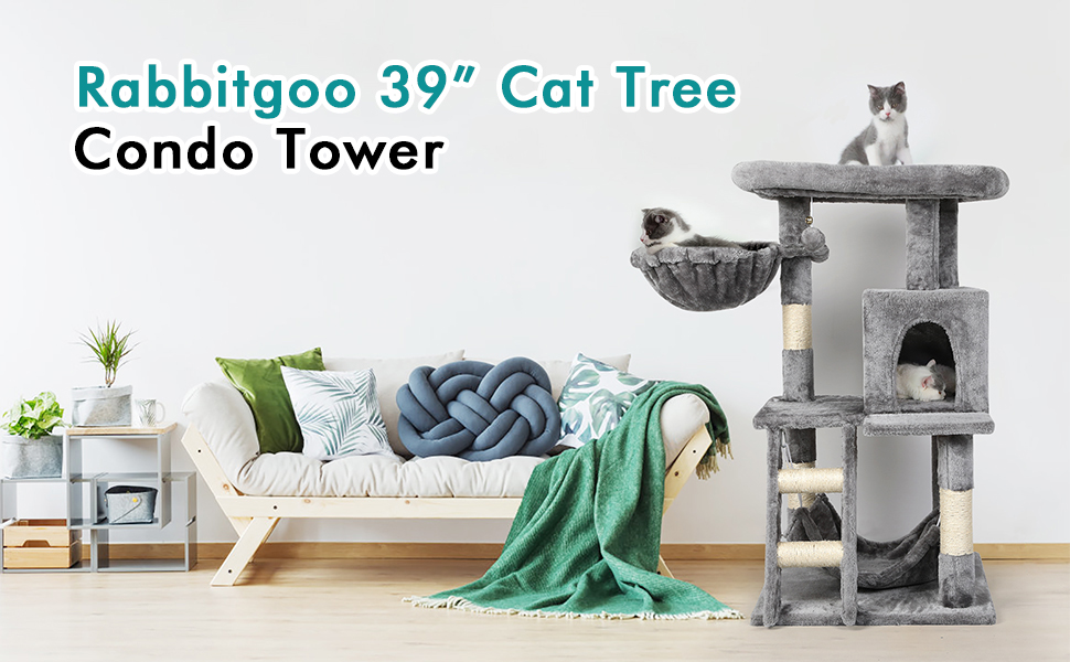 rabbitgoo Cat Tree Cat Tower 99 CM, MultiLevel Kitten Stand House