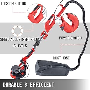 VEVOR Ponceuse Orbitale Filaire 850W, Ponceuse Excentrique Filaire à LED 11 ponceuse orbitale