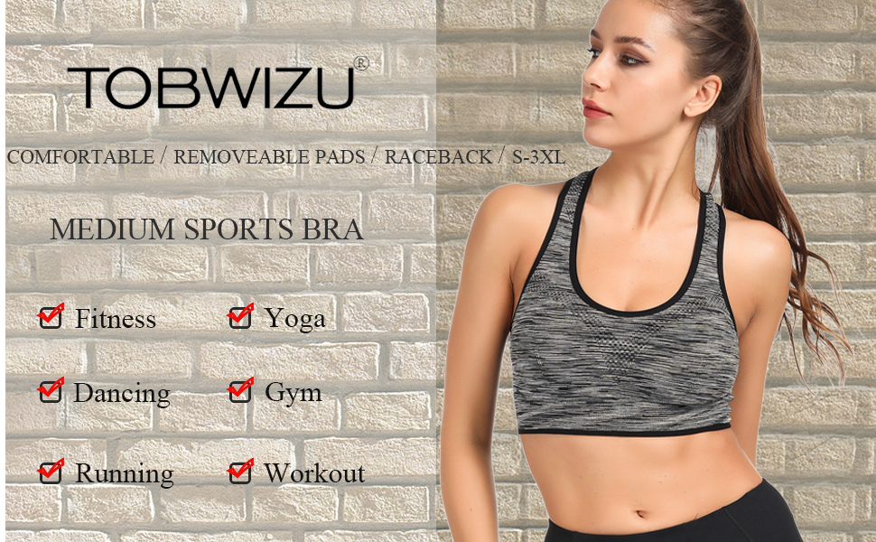 TOBWIZU Sports Bras for Women,Removable Padded Bras Seamless for Yoga Gym Fitness Activewear Workout Bra 10 2