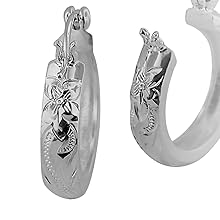 Amazon.com: Sterling Silver 7/8 Inch Engraved Hoop Earrings