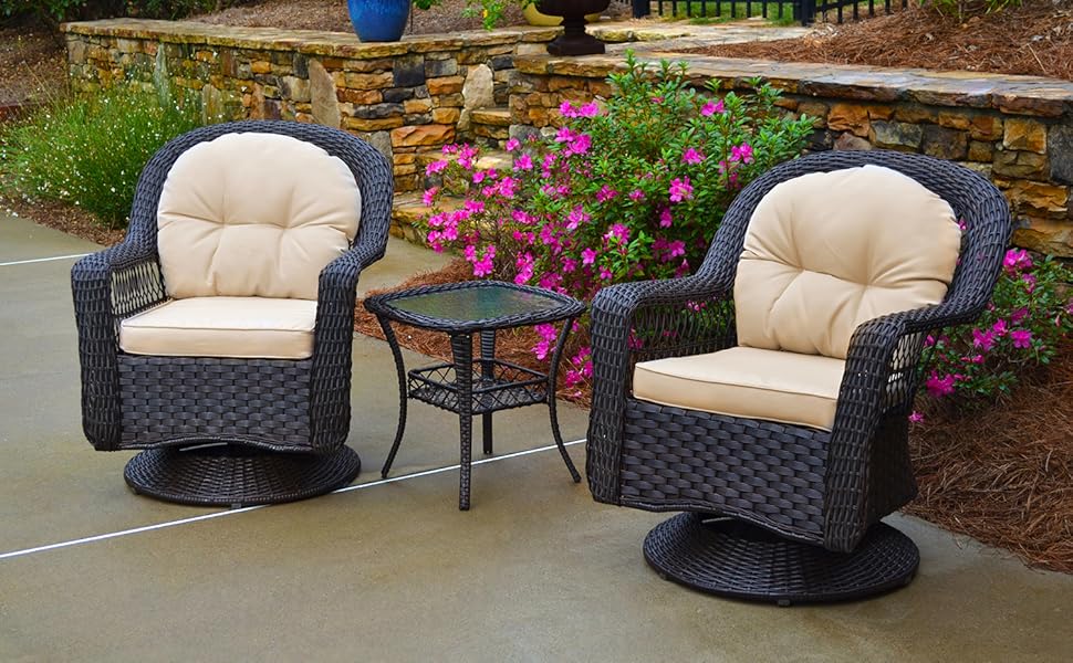 Tortuga Outdoor Biloxi 3 Piece Resin Wicker Bistro Set