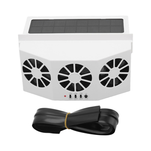 Luqeeg 3 Fans Solar Powered Car Cooler, Large Wide Angle, Portable Car Exhaust Ventilation Fan, Deodorant and Energy Saving, with Solar Location Outside The Window, White 23 YT