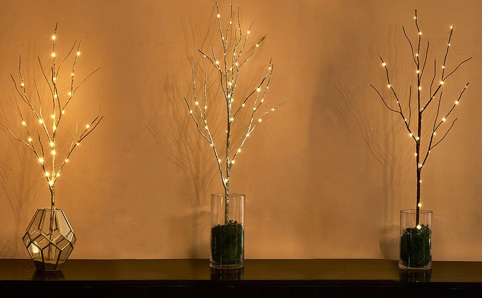 Hairui Lighted Artificial Twig Birch Tree Branch with Fairy