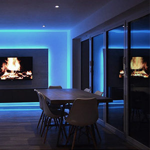 a house in blue light