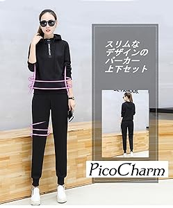 Amazon | [PicoCharm] [ピコチャーム] ジャージ スエット 上下