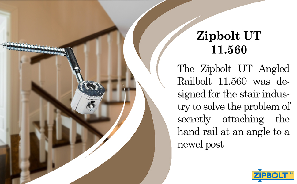 Zipbolt Angled Handrail to Newel Post Connector — 11.560 Angled