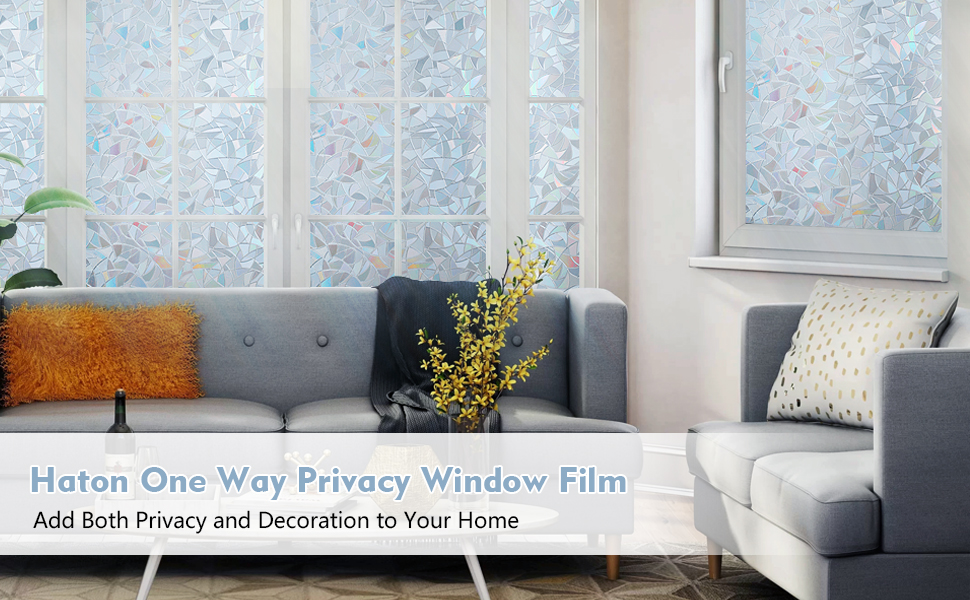 Haton Window Film Privacy One Way Window Cling, 3D