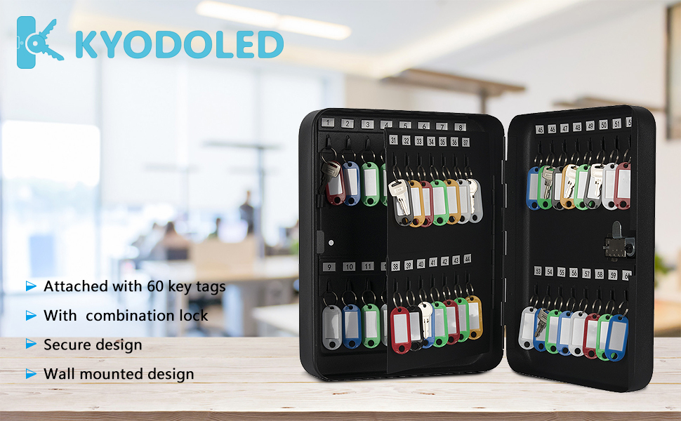 KYODOLED Locking Key Wall Mount,Key Organizer,Key Storage Lock Box with Code