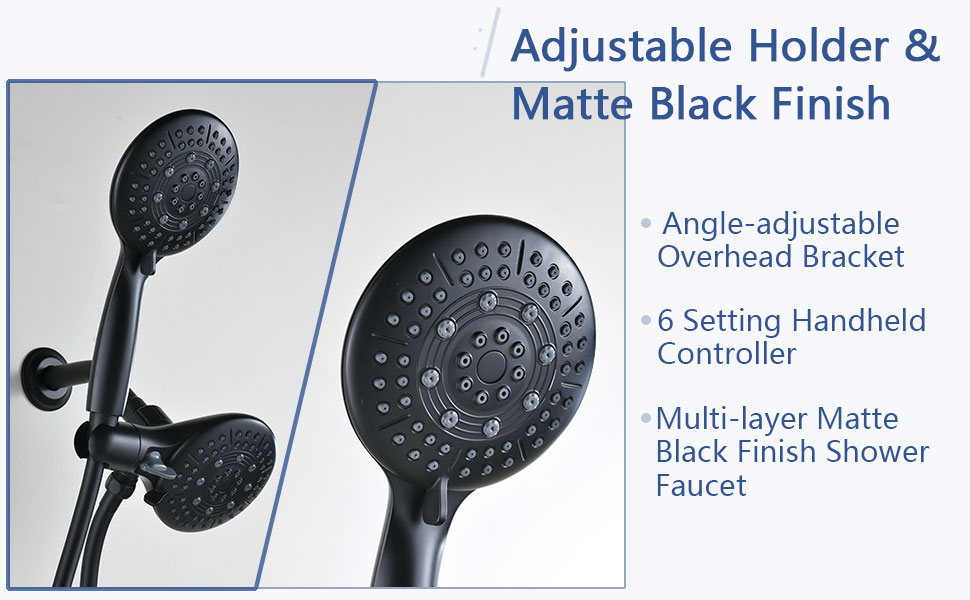 Matte Black Shower Faucet Set Complete with Handheld & Valve, DAYONE
