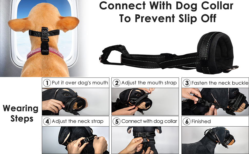 SlowTon Dog Muzzle, Dog Mouth Cover Adjustable Soft Padding Quick Fit