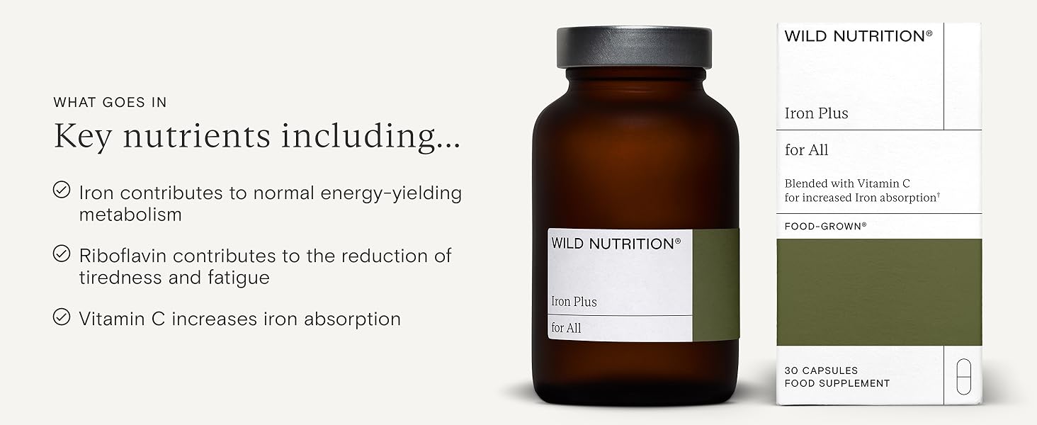 Wild Nutrition Iron supplement for energy, metabolism and solving fatigue.