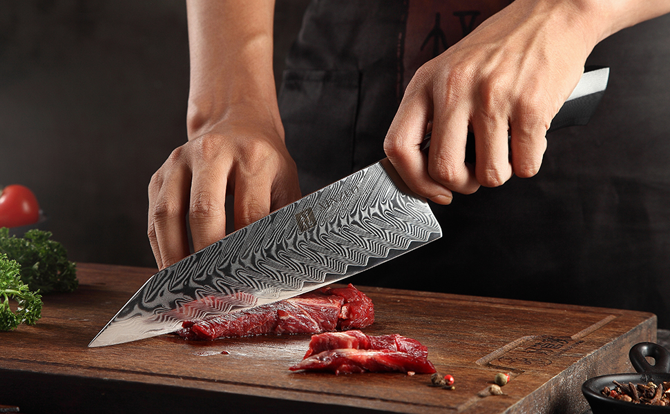 よしぞー 1 Japoński Nóż Szefa Kuchni | Stal damasceńska | 60-61 HRC
