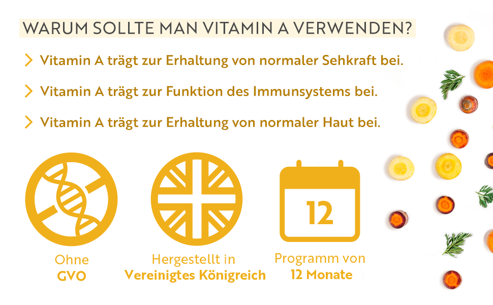 Vitamin A 8000 IU 365 Capsules Vitamin A from Retinyl Palmitate Retinol 2,400 μg Vitamin