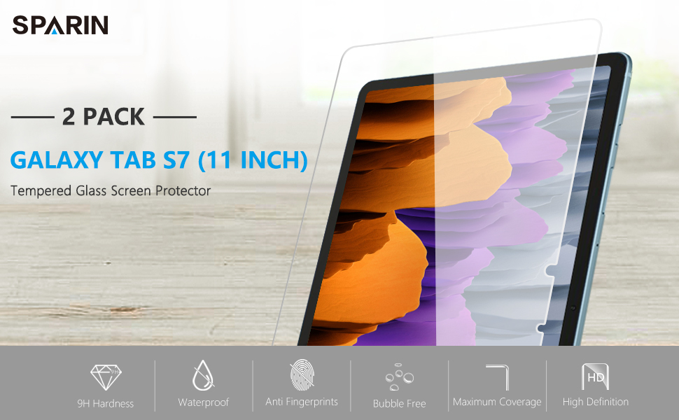 SPARIN [2Pack] Galaxy Tab S7 Screen Protector, 9H Hardness Tempered