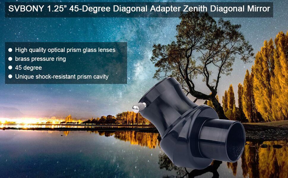 SVBONY Diagonal Adapter Zenith Diagonal Mirror Prism 1.25inch 45 Degree