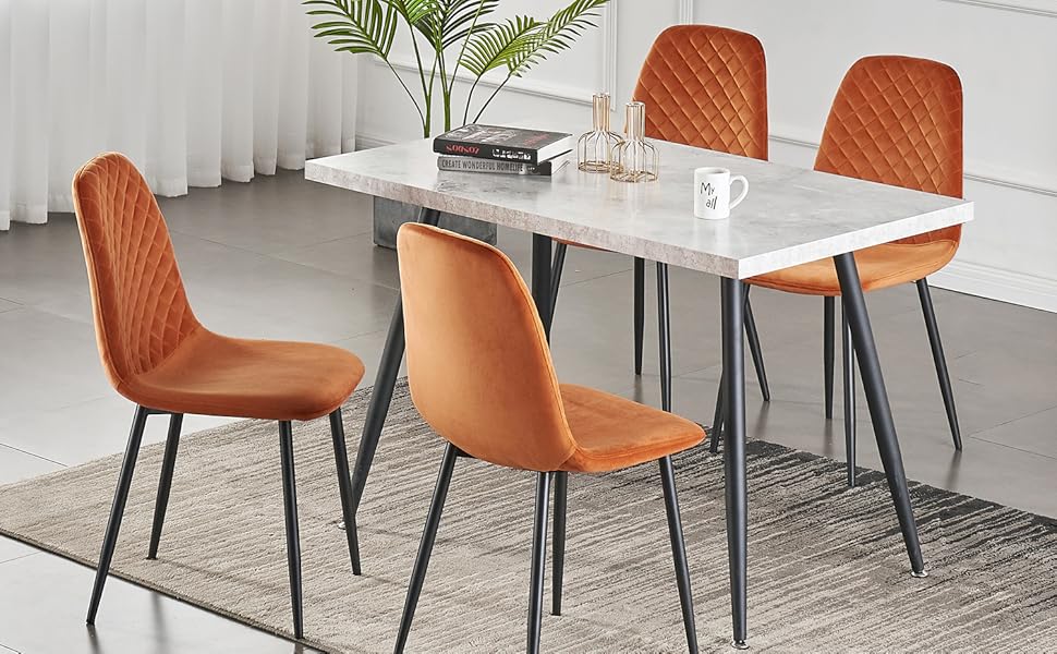 AINPECCA Set of 2 Velvet Dining Chairs Fabric Upholstered seat with