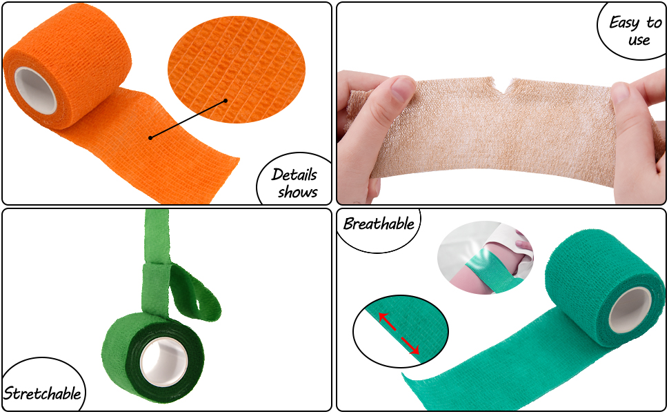 BQTQ 40 Rolls Self Adherent Wrap 2 Inch Self Adhesive Bandages Wrap