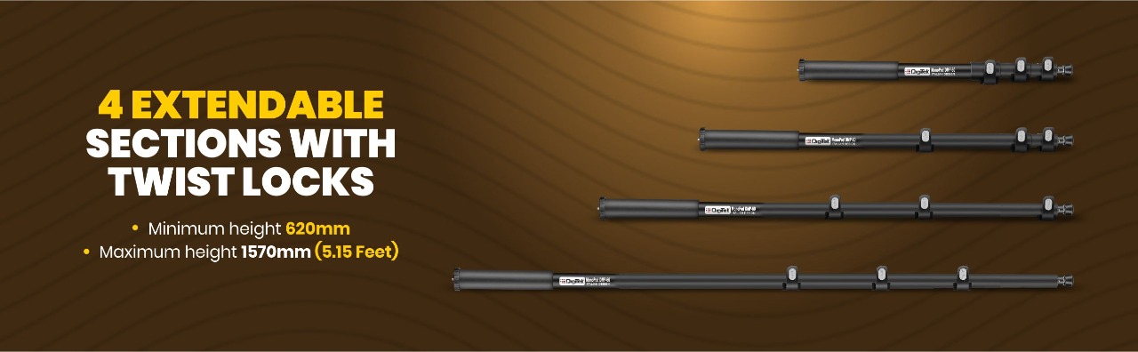 Digitek DMP 60N Professional Camera Monopod, 4-Section Adjustable, 5.15ft Max Height, 5kg Load Capacity, 1/4" & 3/8" Dual Mount Thread Adapter, for DSLR & Video Cameras, Black