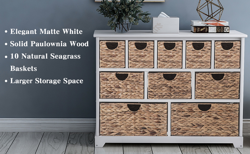 LIFE CARVER Large Storage Chest of Drawers with Baskets Side