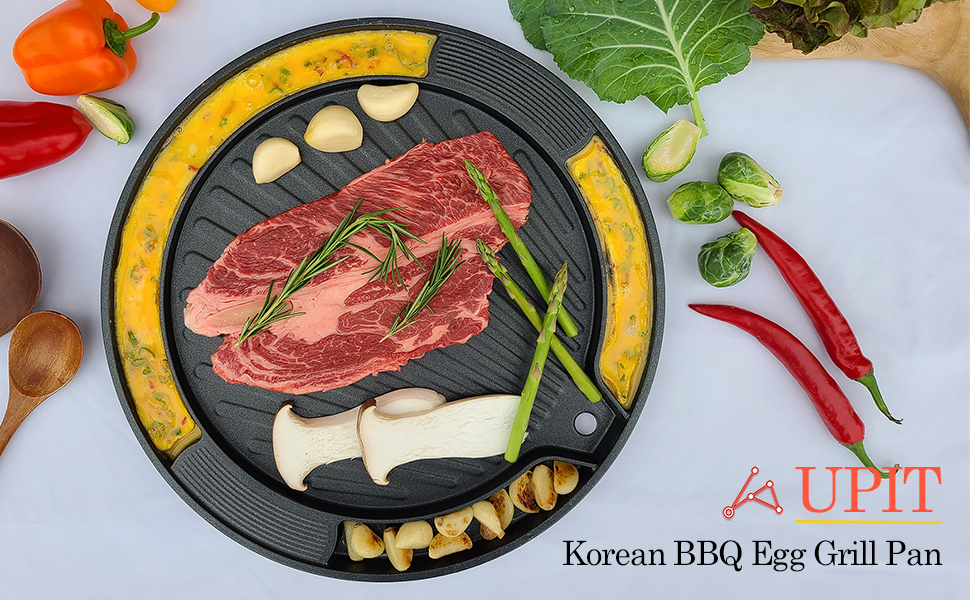 UPIT Korean BBQ Egg Grill Pan, Even Heating and Easy to Clean, Perfect for Pork Belly Amazon