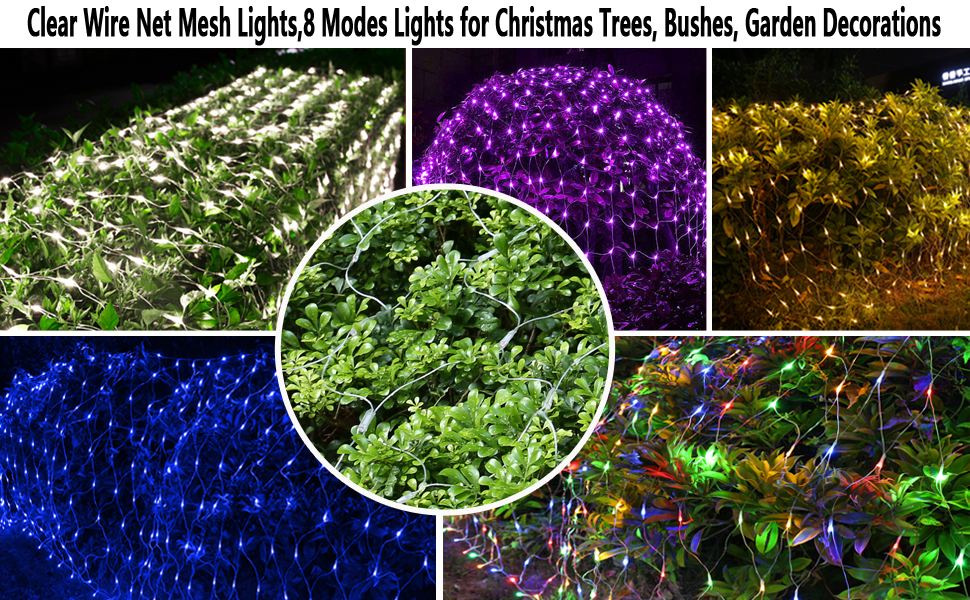 Joomer 12ft x 5ft 360 LED Christmas Net Lights,8 Modes Bush Mesh Lights