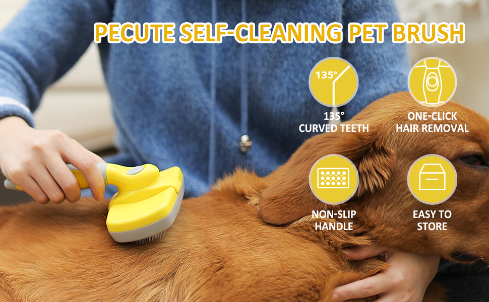 pecute Slicker Dog Brushes,Self Cleaning Pet Grooming Brush Removes 90