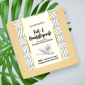 Puremetics Soin des mains à l'aloe vera coquelicot 100 % cosmétique naturel végétalien savon naturel fabriqué à la main.