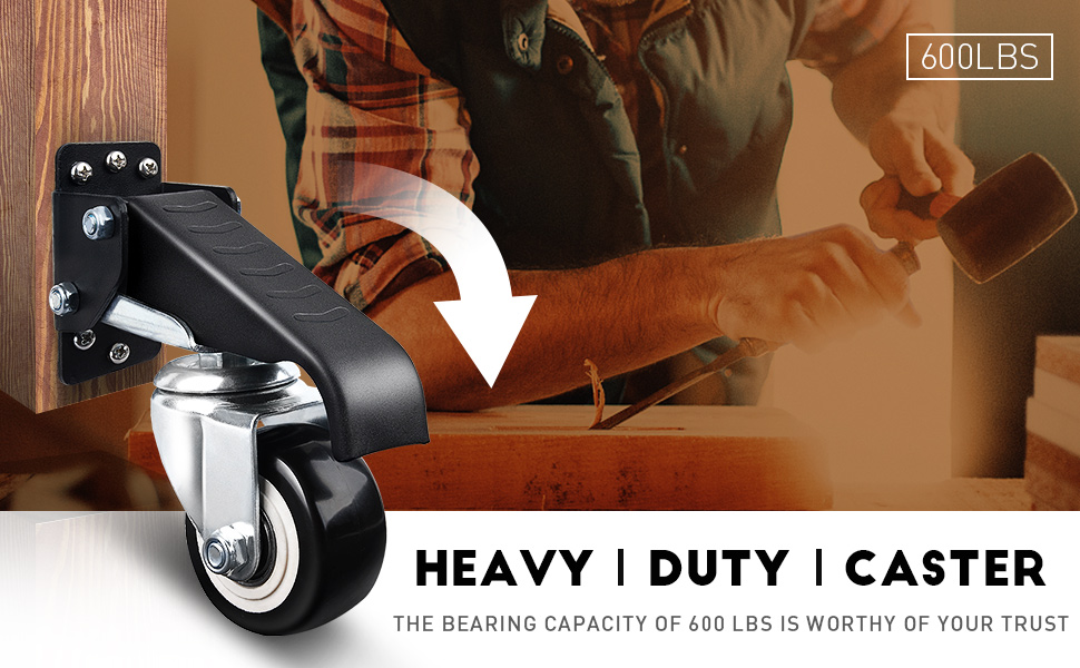 SPACECARE Workbench Casters Retractable Casters Kit 600Lbs, Retractable