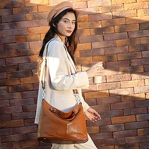 Kattee ショルダーバッグ レディース 本革 4way トートバッグ A4 通勤 レザー ハンドバッグ 14" PC A4 対応 大容量 本革 手提げ 斜め掛け 肩掛け カジュアル ストラップ