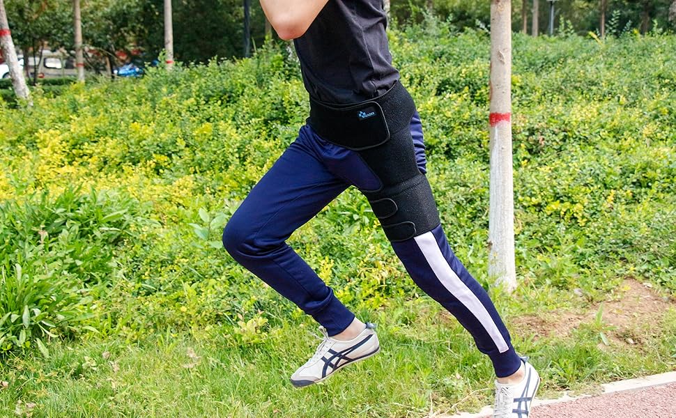 REAQER Hip Thigh Support Brace Groin Compression Wrap for Pulled Groin