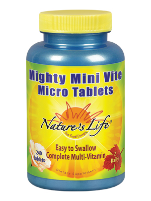 Nature's Life Mighty Mini Vite Complete Daily Multivitamin No Iodine or Iron Easy to Swallow 240