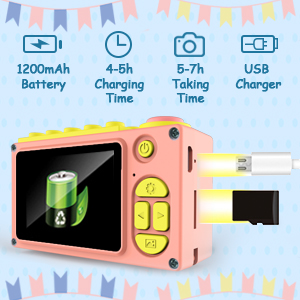 ShinePick Kids Digital Camera, Mini 2 Inch Screen Children's Camera 8MP HD Digital Camera with Micro SD Card(Pink) 24 1