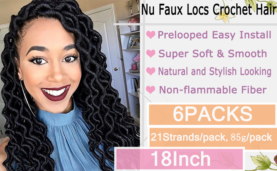 6 Pack Ombre Color Nu Faux Locs Crochet Braids Synthetic