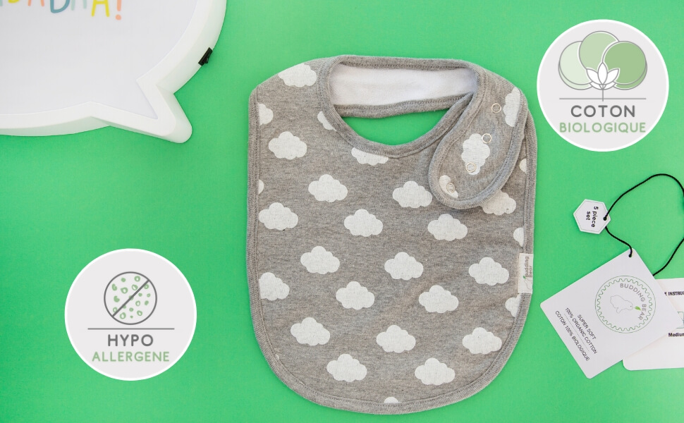 Motifs Gris Unisexes Budding Bear Lot Bavoir Bebe Bavoir Pression Reglable 5 Pcs Grand Bavoir Coton Bio Double En Tissu Eponge Ultra Absorbant Bebe Puericulture Le Repas De Bebe Centroarco Com