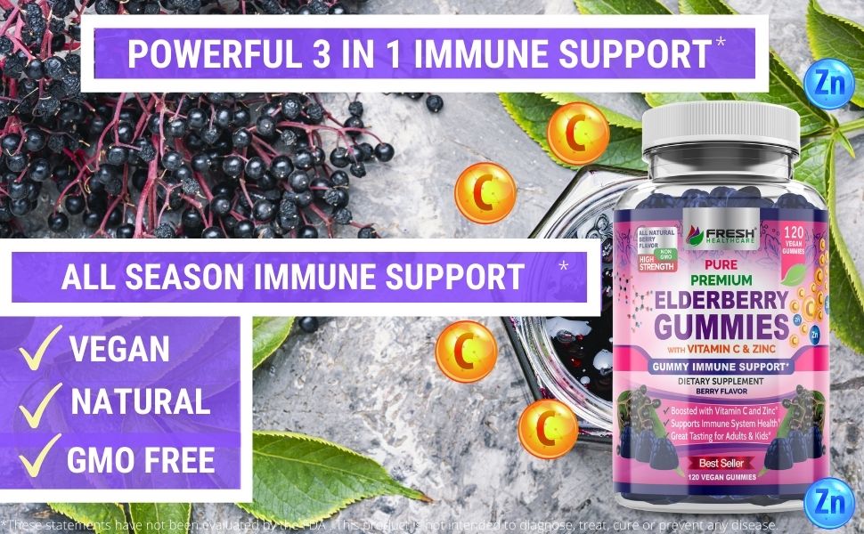 elderberry gummies for kids for adults with zinc and vitamin c zinc vitamins zinc supplements