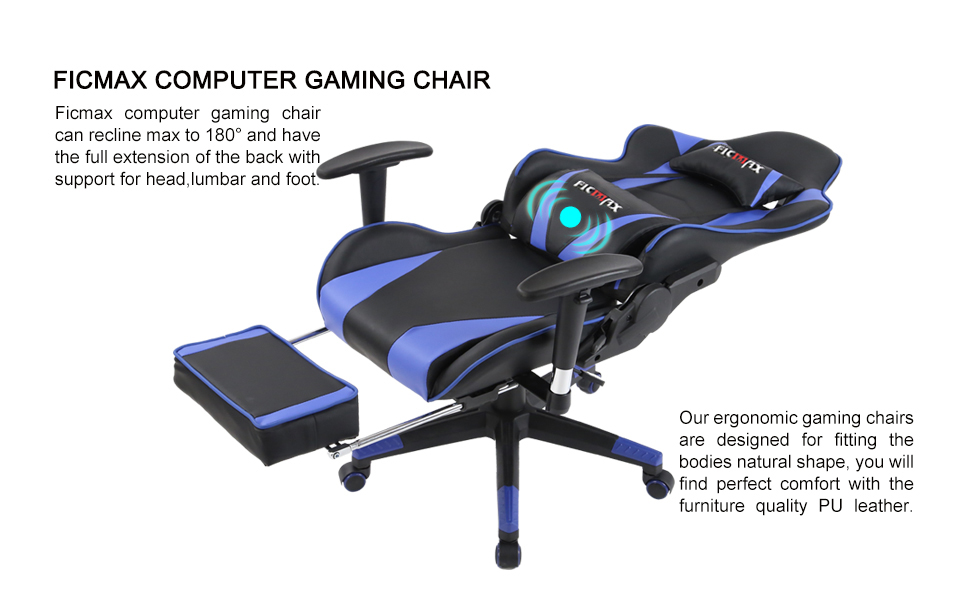 Amazon Com Ficmax Massage Gaming Chair Ergonomic Computer Gaming Chair With Footrest Racing Style Home Office Chair High Back Gamer Chair For E Sport Reclining Gaming Desk Chair With Headrest And Lumbar Support Kitchen
