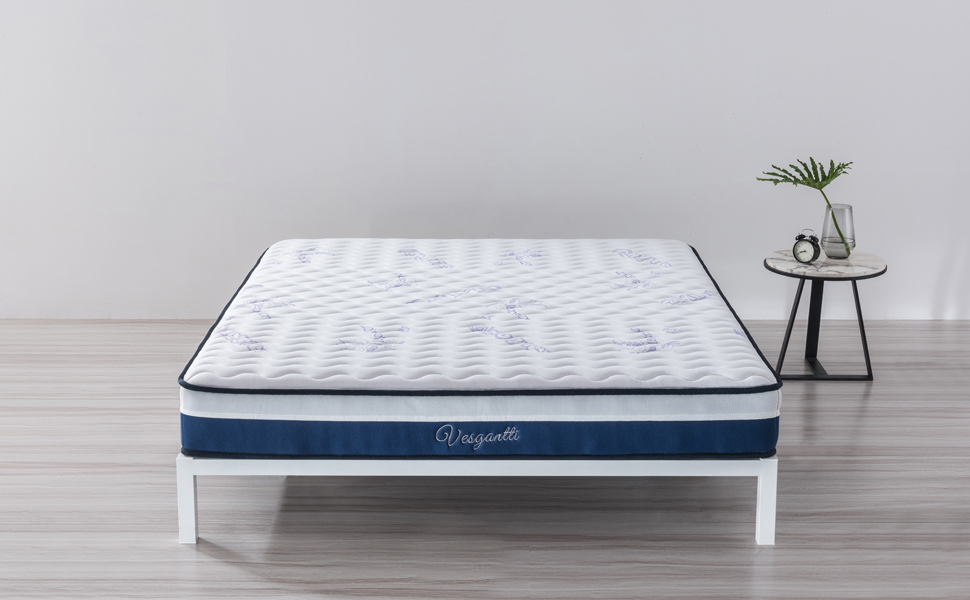 Vesgantti Small Double Mattress, 10 Inch Lavender Hybrid Mattress with