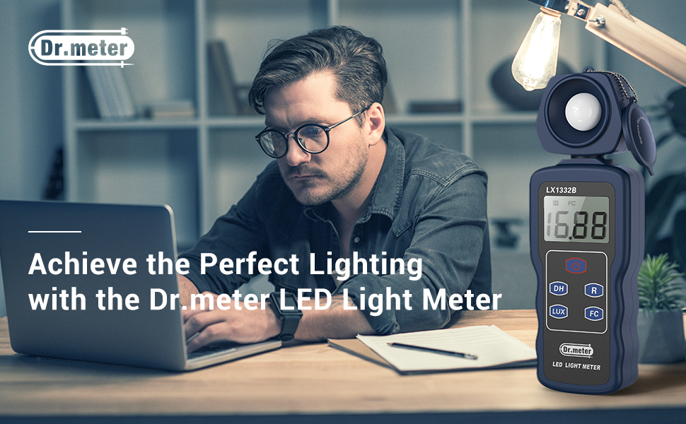 Professional LED Light Meter, Dr.meter Digital Illuminance Meter with 0