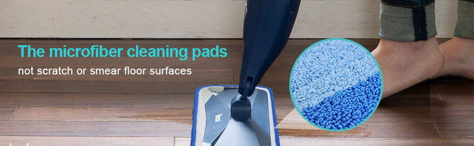 KEEPOW - Paquete de 4 almohadillas de limpieza de microfibra para fregona Bona premium, bolsa de lavandería como regalo