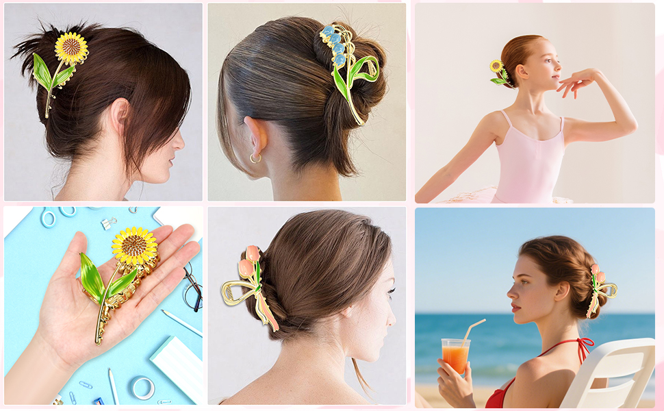 Flower Butterfly Metal Hair Claw Clips