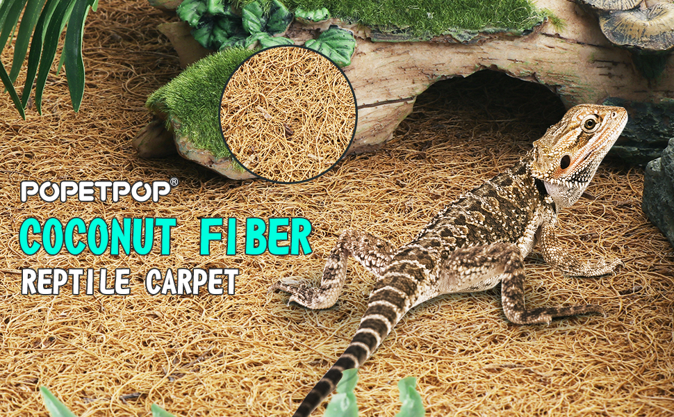 POPETPOP Reptile Carpet Coconut Fiber Reptiles Bedding Liner Climbing Carpet for