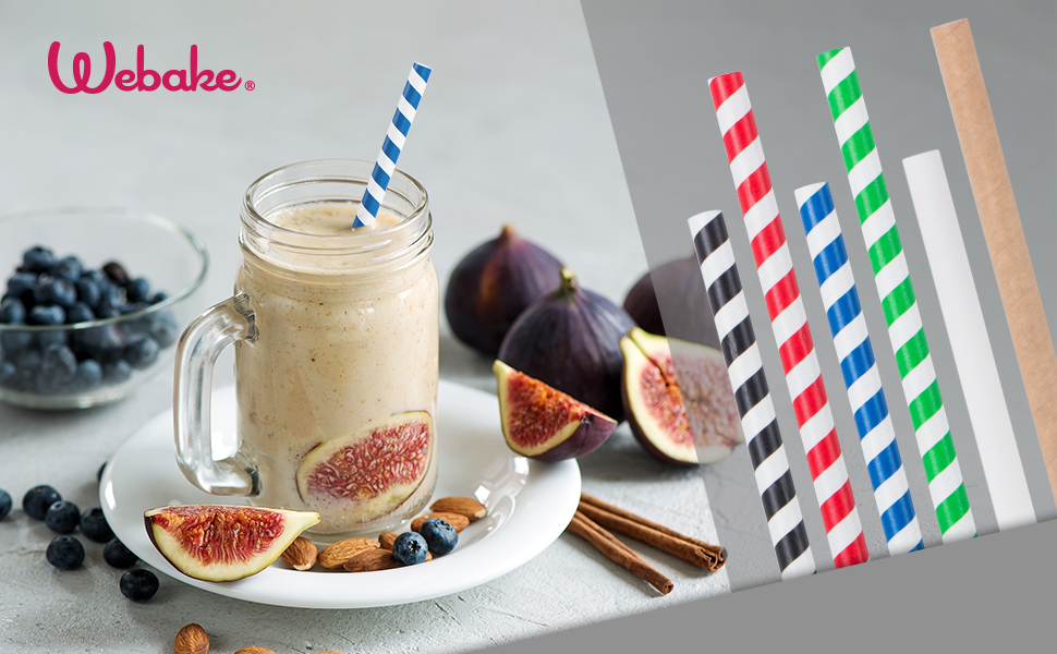 ake Smoothie Straws 0.4 Inch Wide Paper Straws, Bulk 100