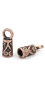 Cord end caps bronze findings