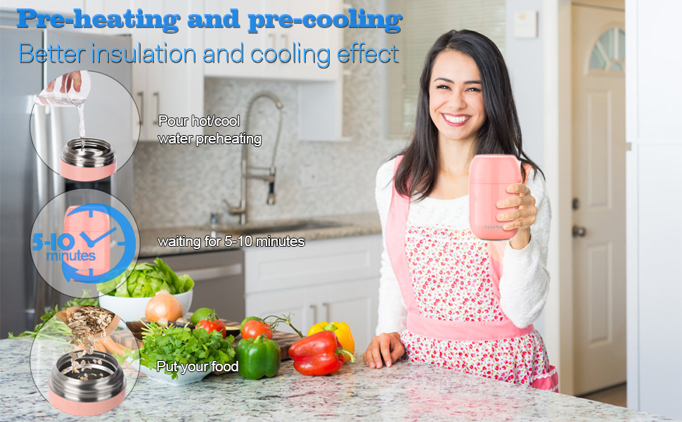 Hot Food Flask Insulated 450ml Stainless Steel Soup Food Container with